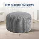 Hobestluk 3ft Bean Bag Chairs for Adults Large Beanbag Chair with Stripe Plush Cover Big Bean Bag Chair for Living Room Bedroom Dorm Office - Grey (36 x 36 x 22)