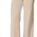 HBQ Womens Jeans Baggy Stretchy Pull On High Waisted Denim Wide Leg Trouser Pants Trendy (Large, Cream)