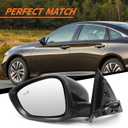 Left Driver Side Mirror Assembly Compatible with 2018-2022 Accord Heated Blind Spot Detection Power Glass Manual Folding Match to Crystal Black Pearl HO1320329 (7Pins)