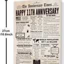 2 x Jumbo 11th Anniversary Cards Gifts for Wife Husband Couple, Romantic 11 Year Wedding Anniversary Decorations for Women Men, Jumbo Steel Anniversary Card for Him Her