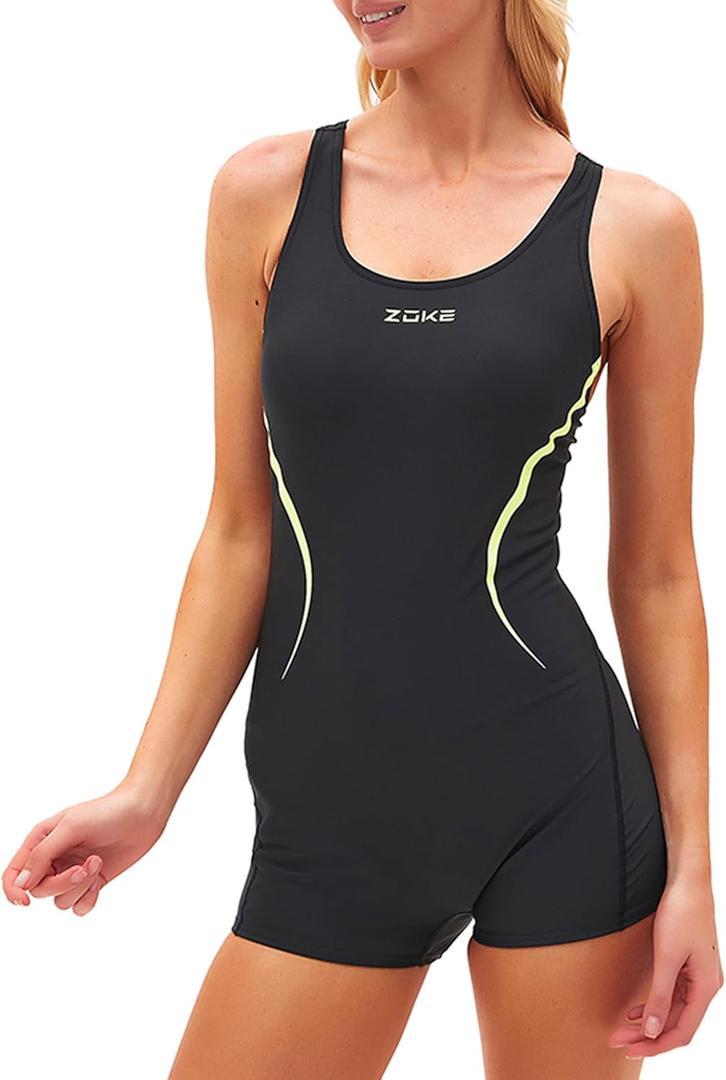 karrack Womens Swimsuit Sport One Piece Bathing Suit for Women Athletic Swimsuits Modest Swimwear Training 3XL, Black Yellow