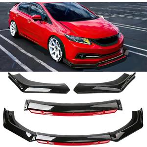 Universal Car 4 PCS Kit Front Bumper Lip Spoiler Splitter Front Bumper Lip Splitter Body Kit Compatible with Honda Civic Accord Toyota Corolla Hyundai Cadillac CTS Nissan Altima Ford Mazda