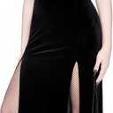 Women Gothic Dark Vampire Style Criss-Cross Cutout High Slit Bodycon Goth Dress Without Belt (Large)
