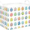 TUZIANAN Easter Basket Empty,Large Easter Egg Basket for Kids Gifts Baskets Cute Foldable Waterproof Lining Collapsible Organizer with Handles for Home Closets Shelf Offices,Bedrooms,Dorm