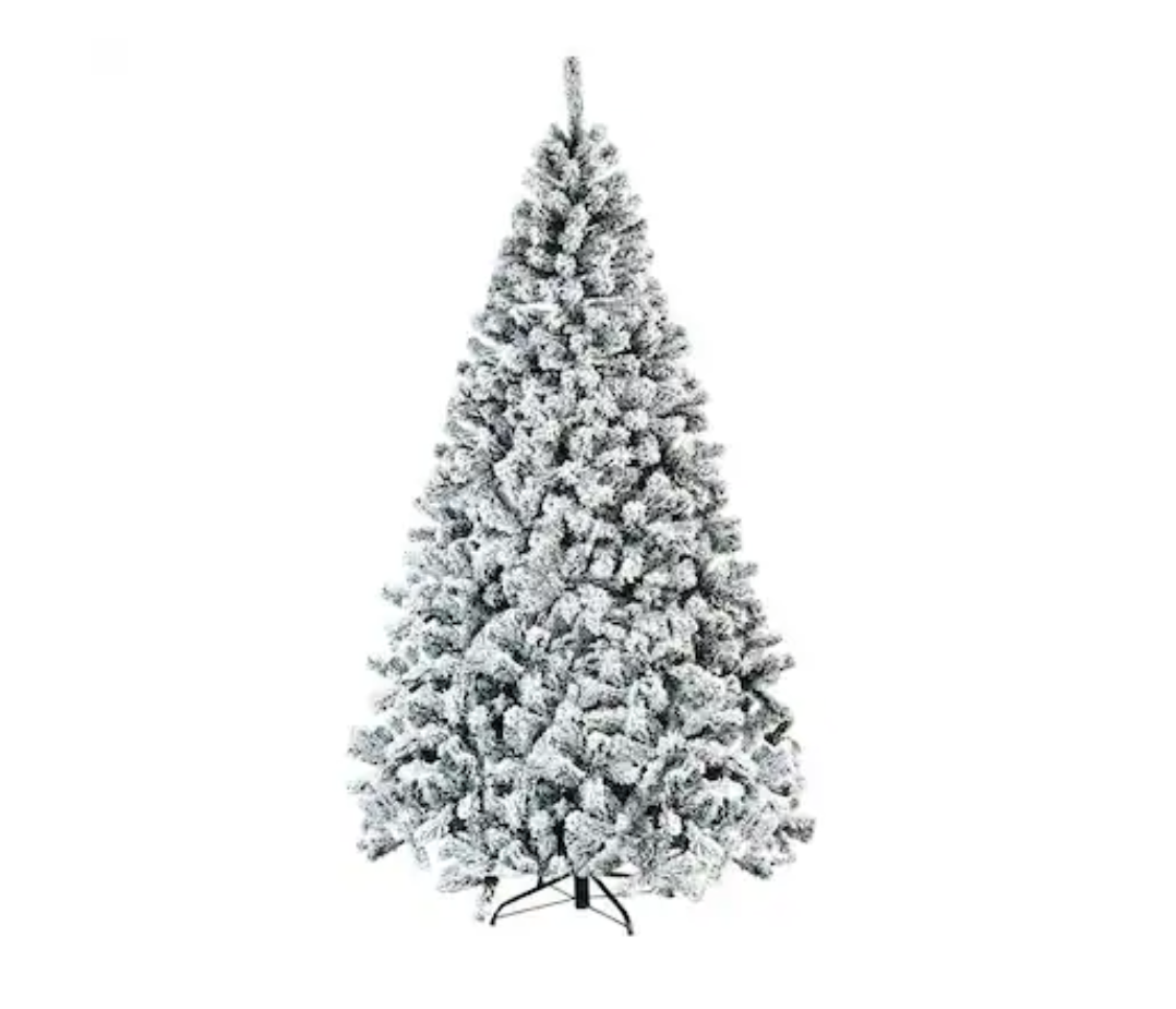 7.5-ft Flocked White Artificial Christmas Tree