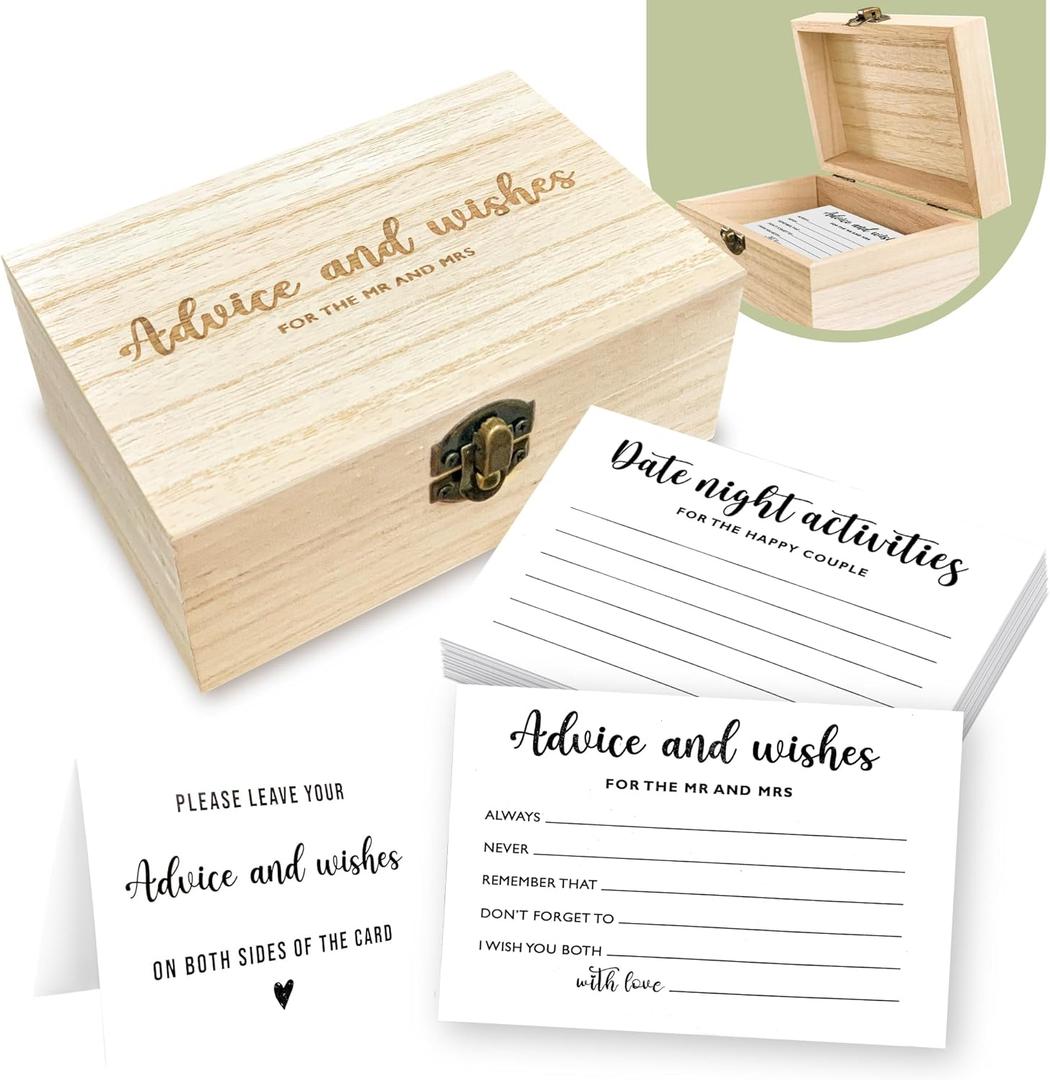 Advice And Wishes For The Mr And Mrs - Wedding Advice Cards For Bridal Shower Decorations, Hilarious Bridal Shower Games, Advice For The Groom And Bride Box, Wedding Games For Reception (White)