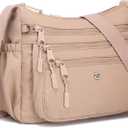 AOCINA Crossbody Bags for Women Multi Pocket Nylon Lightweight Ladies Purses Messenger Shoulder Handbags Satchel Travel Bag (Large, Khaki)