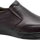 OrthoComfoot Men's Orthopedic Leather Dress Walking Shoes: Comfortable Plantar Fasciitis Oxfords with Arch Support, Business Diabetic Slip-On Loafers for Foot and Heel Pain Relief (12, W2-coffee)