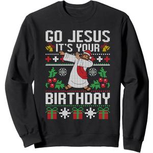 Go Jesus It's Your Birthday Ugly Christmas Sweater Christian Sweatshirt, Size M