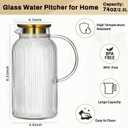 Buaic 2 PACK Glass Pitcher with Lid, 74oz/ 2.2 Liter Classic Vertical Stripes Water Pitcher with Handle,Glass Water Carafe for Cold Brew, Coffee, Lemonade, Iced Sun Tea,Beverage,Heat Resistant