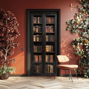 Arricraft 2 Pcs Self-Adhesive Door Sticker, 31.5"x78.7" Book Shelf Pattern Door Murals Stickers PVC Wall Removable Wallpaper Decoration for Christmas Bedrooms Living Room