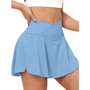 Women's 2-in-1 Athletic Shorts Flowy Running Shorts with Pockets Spandex Shorts for Workouts and Tennis (Medium)