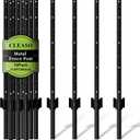 10 Pack Metal Fence Posts 5 FT Black Heavy Duty U-Post Garden Stakes, No-Dig Post Anchors for Wire Fencing, Rustproof Powder-Coated Steel, Temporary Fencing & Corner Support for Farm, Yard & Garden | Heavy-Duty