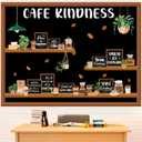 Pajean Cafe Kindness Bulletin Board Set Plant Coffee Motivational Classroom Decorations Bookshelf Reading Bulletin Board Inspirational Cutouts for Back to School Library Decor Office Supplies