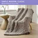 Bigacogo Chunky Knit Throw Blanket for Couch, 80x90 inches, 100% Hand Knitted with Thick Jumbo Chenille Yarn, Cozy Soft Large Rope Knot Cable Crochet Blankets for Sofa Bed Living Room, Taupe, 80"x90" (For Queen/King Bed