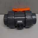 HYDROSEAL Kaplan PVC 1 1/2" True Union Ball Valve with Full Port, ASTM F1970, EPDM O-Rings and Reversible PTFE Seats, Rated at 200 PSI @73F, Gray, 1 1/2 inch Socket (1 1/2")