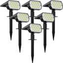 Solar Spot Lights Outdoor Waterproof IP65, 6-Pack 65-LED Solar Landscape Spotlights, 3 Lighting Modes Solar Garden Lights for Yard Pathway House Driveway (Warm White)