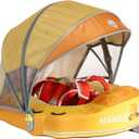 Mambobaby Float Deluxe Baby Pool Float: Safe & Comfortable Swim Trainer for Infants & Toddlers, Non-Inflatable Design, UV Protection Canopy, Fun Water Experience for Ages 3-24 Months, Large