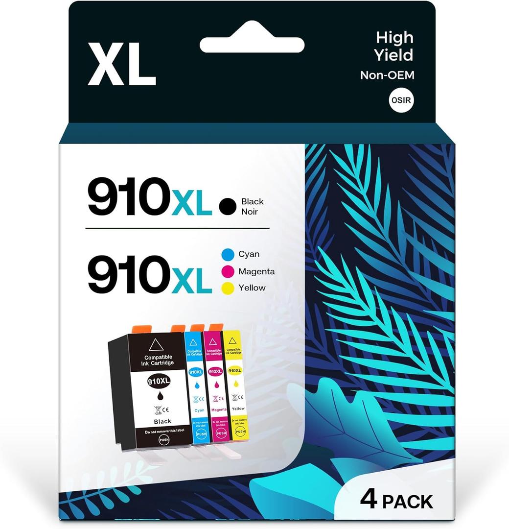 910XL Compatible Ink Cartridges Combo Pack for HP 910 XL Work with HP OfficeJet 8010 8015 8018 8022 OfficeJet Pro 8020 8025 8028 8035 (4 Pack)