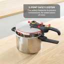 T-Fal Secure Stainless Steel Pressure Cooker, 6.3 Quart, Steam Basket, Induction, Secure Locking System, Easy and Safe Opening, Compatible with All Cooktops, Dishwasher Safe, Silver
