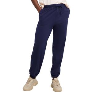 Hanes Womens Essential Jogger Pants, Drawstring Sweatpants for Women, 100% Cotton Jersey, 29" (Blue, XXL)