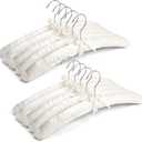 Amber Home 10 Pack Large Ivory Satin Padded Hangers, 17" Non-Slip Cushioned Hangers for Sweaters, Silk Dress, Wedding Dress, Bridal Gown, Cashmere, 17"W x 6.5"H x 1.6"D