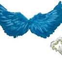 Creative Angel Feather Wings with Elastic Straps (Blue+fairy Wand)