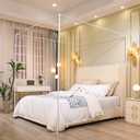 Mengersi Canopy Bed Frame Queen Size,Bed Canopy Frame Post Poles,Canopy Bed Curtains Frame Bracket Fit for Metal Bed Wood Bed Bedroom Decor,White