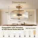 3-Light Gold Semi Flush Mount Ceiling Light, 11.8" Modern Hallway Light Fixtures Ceiling Mount with Ribbed Clear Glass Shade, Bright Close to Ceiling Lamp for Bedroom/Kitchen/Entryway/Dining Room