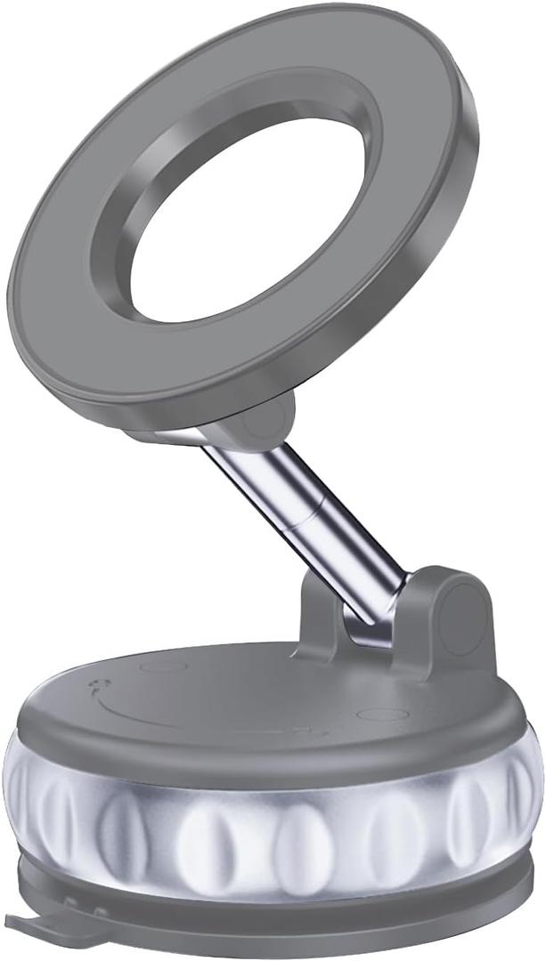 Vacuum Suction Magnetic Phone Holder, 2025 Upgraded Foldable Retractable Suction Cup Mount Magnetic Phone Mount for Your Car, 360 Adjustable Cell Phone Stand for Cars /Gyms/Mirrors/Smooth Surface