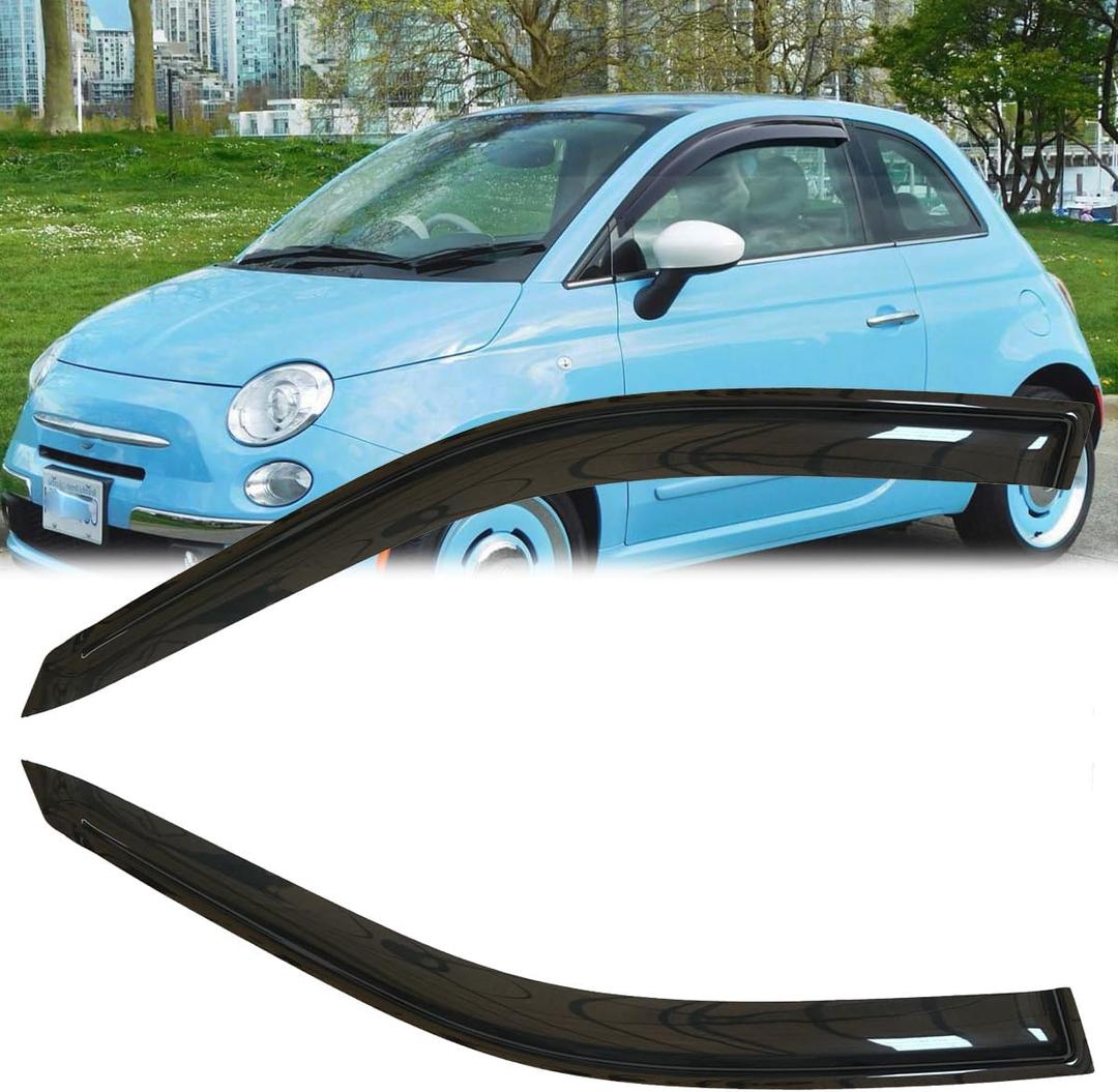 4pcs Original Shatterproof Rainproof Side Window Wind Deflectors for 2011-2017 Fiat 500,Rain Guards,Window Visors for Cars,Vent Deflector 92385