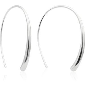 Handmade Pull Through Earrings 925 Sterling Silver Hypoallergenic Hoop Threader Drop Dangle Earrings for Women Trendy Fashion- Silver & Gold