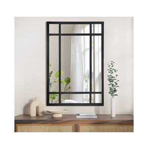 Black Rectangle Mirror, Farmhouse Decorative Wall Mirror for Entryway, Living Room, Bedroom, Hallway, Fireplace, Accent Wall Decor (Black1, 29.5" x 20")