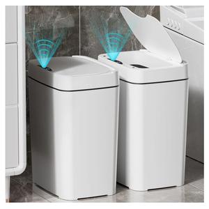 Pack 2.7 Gal Bathroom Trash Can with Lid, Automatic Trash Can Small Smart Garbage Can Touchless, Slim Motion Sensor Waterproof Plastic Trash Bins for Bedroom Office Kitchen Toilet