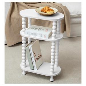 LwellDwell3-Tier Narrow Side Table, Slim End Table for Small Spaces, White 7.8"D x 15.7"W x 24.4"H