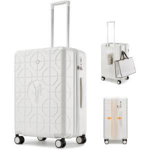 Somago 20in Expandable Carry-on Suitcase with Cup Holder Spinner Lightweight PC Luggage with Spring Shock-Absorption Brake Wheels TSA Lock,YKK Zipper