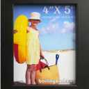 4 x 5 picture frame - 5 x 4 Wooden Photo Frame - Made of Real Wood With plexiglass Photo Protection - Ready For Wall Hanging And Table Standing Display (Black)