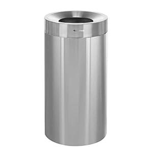 Alpine Indoor Commercial Trash Can Open Top- 27 Gallon Stainless Steel Garbage Can, Heavy Duty, Large, Tall Round Industrial Waste for Office, Hotel, Lobby, Business Bathrooms & High Traffic Areas