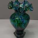 LCCCK 9.5" Tall Teal Blue Glass Vase Beautiful Hand Blown Glass Decor Flowers Vases for Centerpieces, Modern Murano Glassde Art Teal Vase, for Home Decor Table Entryway Wedding Decoration