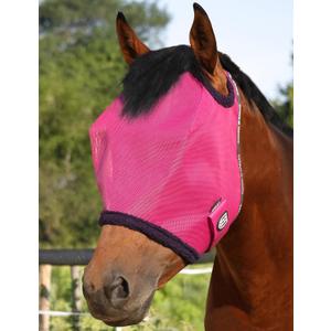 Harrison Howard All Round Mesh Horse Fly Mask UV Protective with Fleece Padded Edging Magenta M