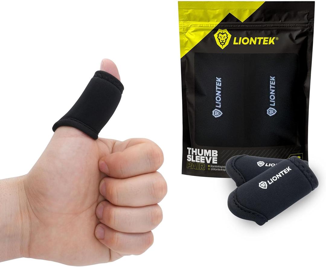 LIONTEK Thumb Sleeves Pair for Training, Weightlifting, BJJ, Golf, Basketball, & Everyday Activities | Compression Thumb Sleeve with Anti-Slip Grips for Protection, Blister Prevention, & Relief (X-Small)