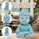 2 x Hodao Calming Yoga Buddha Statue - Meditation Desk Decor for Office Table, Zen Home Room Table Sculpture Decoration, Mindfulness Gifts for Yoga Lovers, Serene Shelf & Bookshelf Accent (Blue-2)