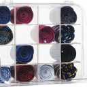 HUHYNN Tie Rack Organizer, Clear Tie Organizer Box, Acrylic Tie Display Rack for 16 Ties Storage, Tie Box Organizer for Men Tie Holder (Transparent)