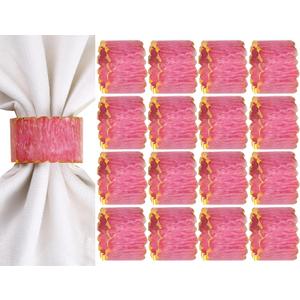 Napkin Rings Set of 12 - Handmade Epoxy Resin Napkin Holders | Elegant Table Decor for Dining, Weddings & Parties | Durable & Stylish Farmhouse Napkin Rings (Pink Gold) - ALPHA Living HOME
