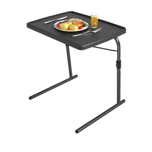 TV Tray Table, Max Folding TV Dinner Tray w/6 Height & 3 Tilt Angle, Adjustable TV Trays for Eating on Couch, Large Size Foldable Couch Laptop Table, Black, 16.9 x 22 x 29.1inch, 110lbs