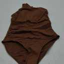 Aqua Eve Women Mesh One Piece Swimsuit - Tummy Control One Shoulder Bathing Suit Cut Out Swimwear 2025 (Small, Brown)