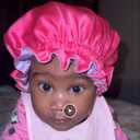 AKISS Baby Infant Newborn Toddler Satin Silk Hair Bonnet for Baby Girl Boy Sleeping Kids Cap Hat (0-3 Months, Fuchsia + Lavender)