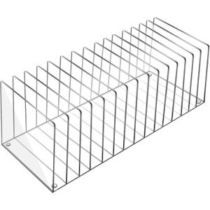 Ctosree Acrylic File Organizer for Desk Vertical 15 Compartments File Sorter Mail Organizer Desktop Countertop Folder Stand Racks for Office Home School Desk(Rectangle,Clear)