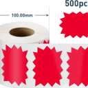 Price Tags Stickers Red 4 x 3 Inches Self-Adhesive Large Sale Sticker Starburst Signs Removable Waterproof Labels for Retail Store Market Business 500 PCS