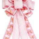 Christmas Tree Topper Bows, Handmade Bowknot with Christmas Tree and Reindeer, 21.3x11.1 Inches Large Size Xmas Decoration for Wedding Birthday New Year Party (Pink)